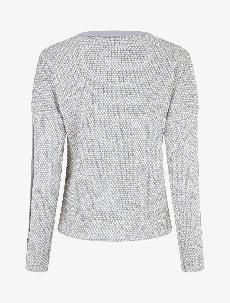 Pull fin à boutons décoratifs aux manches - Gris - 2