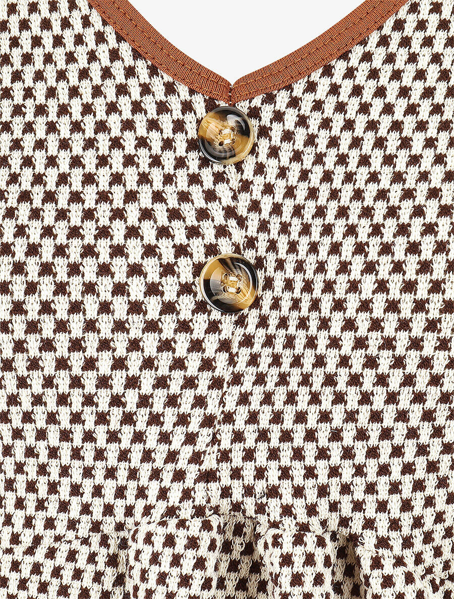 Pull imprimé fantaisie à col V - Marron - 3