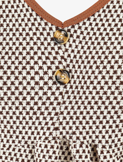 Pull imprimé fantaisie à col V - Marron - 3