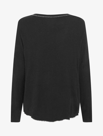 Pull fin à flocage bohème - Noir - 2
