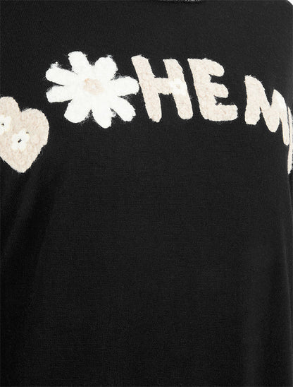 Pull fin à flocage bohème - Noir - 3