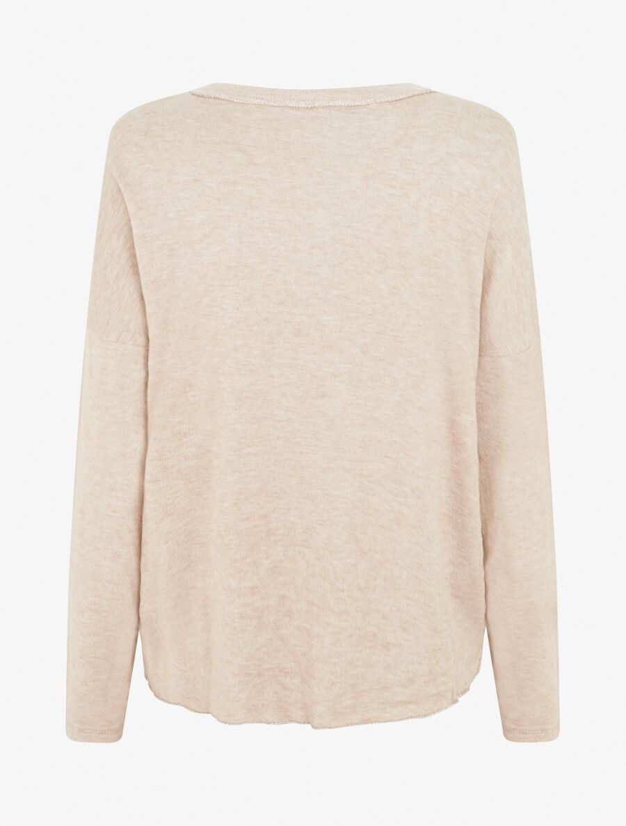 Pull fin à flocage bohème - Beige - 2
