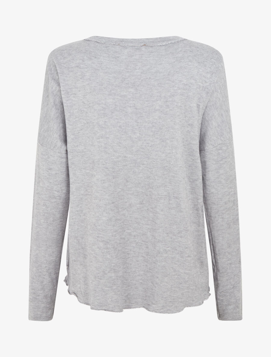 Pull fin à flocage bohème - Gris - 2