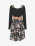Robe bimatière à col à bandes élastiquées stylisées - Noir - 4