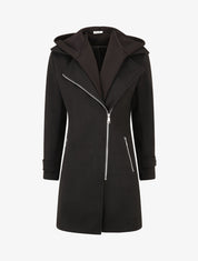 Manteau à empiècement style sweat - Noir - 4