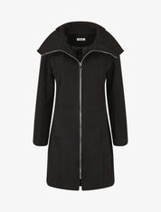 Manteau texturé et zippé à capuche - Noir - 1