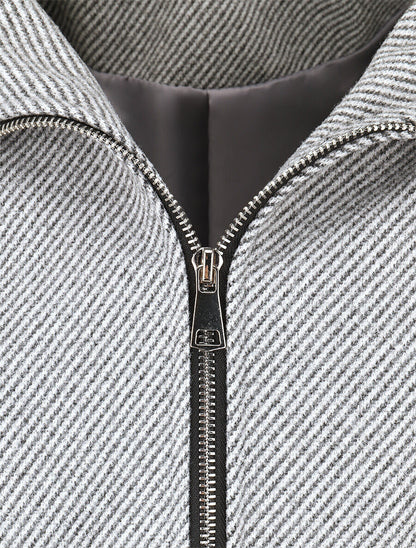 Manteau texturé et zippé à capuche - Gris - 3