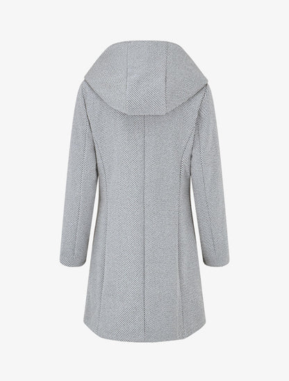 Manteau zippé à poches contrastantes en simili - Gris - 2
