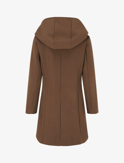 Manteau zippé à poches contrastantes en simili - Marron - 2