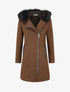 Manteau long à capuche et fourrure synthétique - Marron - 1