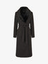 Manteau long à col en fourrure synthétique - Noir - 1
