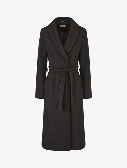 Manteau long à col en fourrure synthétique - Noir - 4