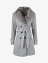 Manteau uni à col en fourrure synthétique - Gris - 1