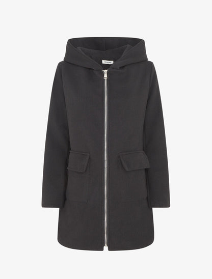 Manteau zippé à capuche - Noir - 1