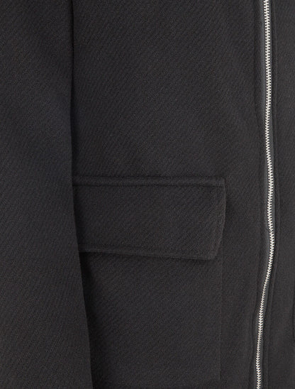 Manteau zippé à capuche - Noir - 3