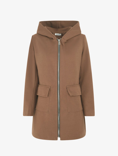 Manteau zippé à capuche - Marron - 1