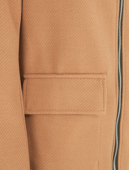 Manteau zippé à capuche - Camel - 3