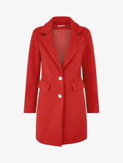 Manteau texturé à boutons décoratifs dorés - Rouge - 1