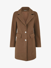 Manteau texturé à boutons décoratifs dorés - Marron - 1