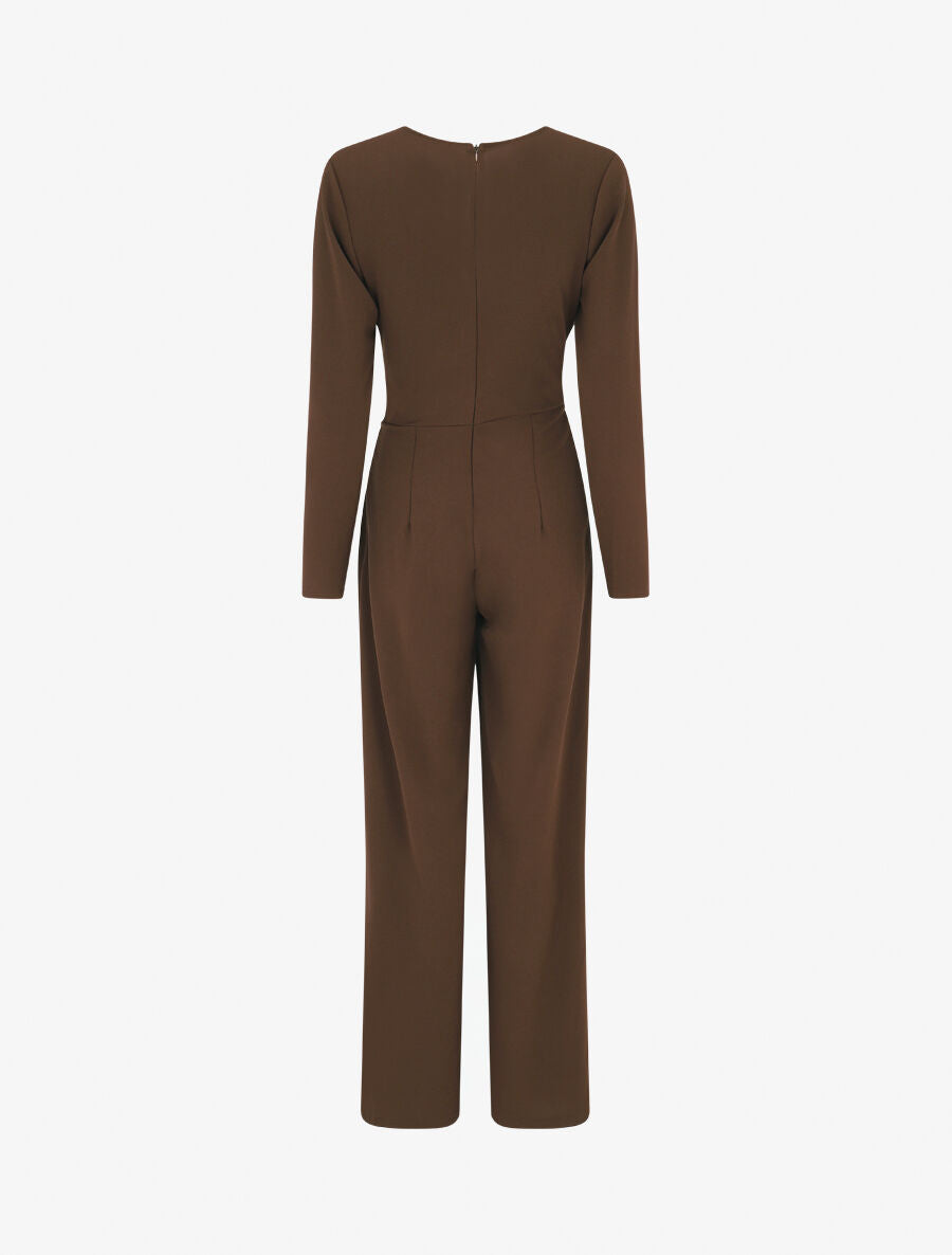 Combinaison unie à empiècement métal style coeur - Marron - 2