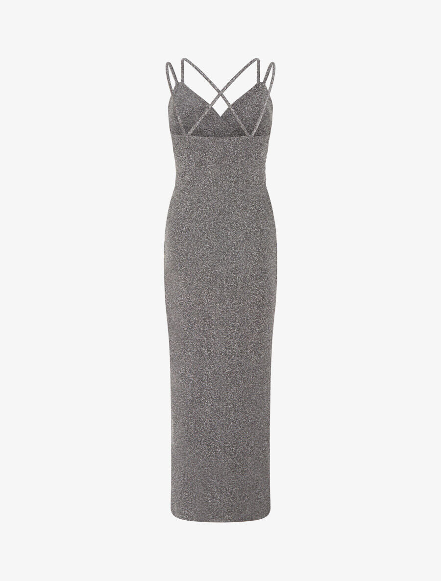 Robe longue irisée à bretelles croisées - Argent - 2