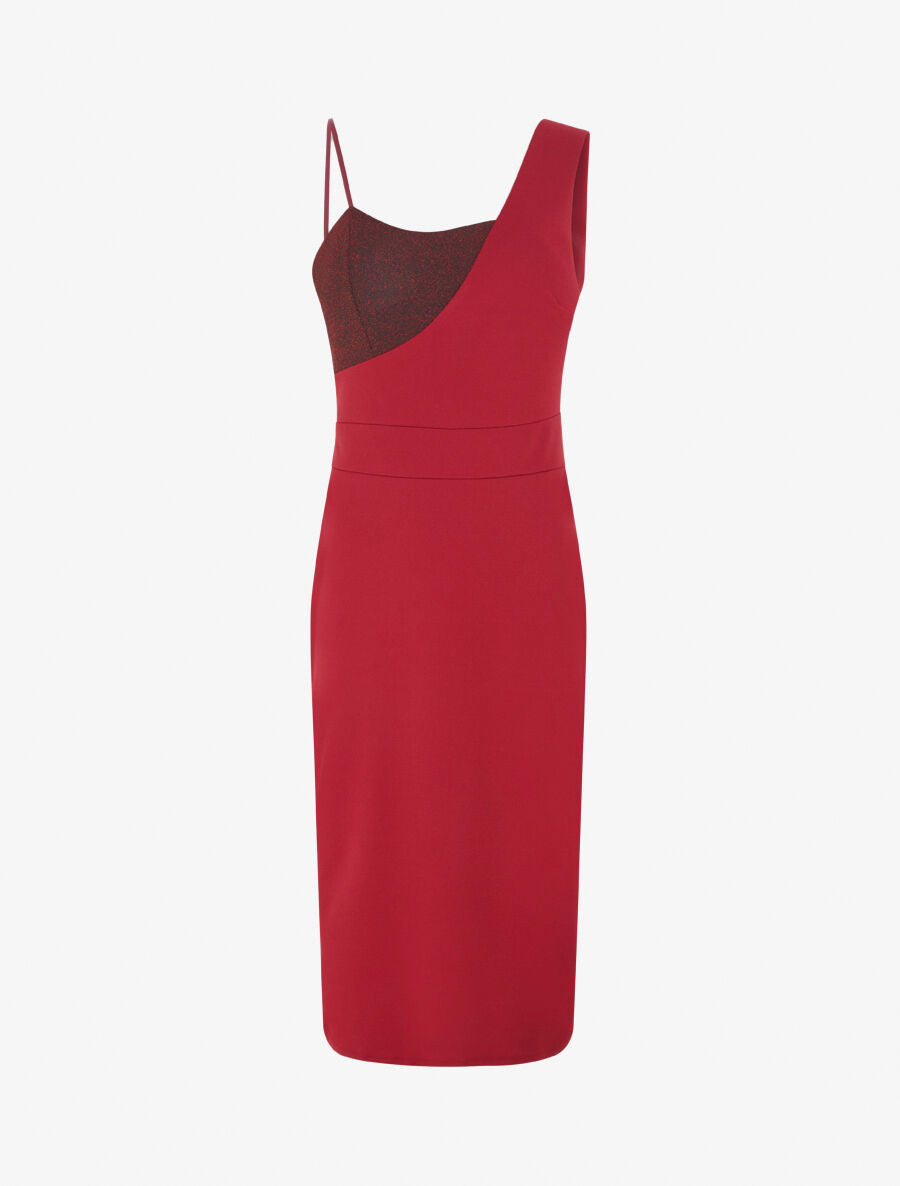 Robe longue à manches asymétrique et détail irisé - Bordeaux - 4