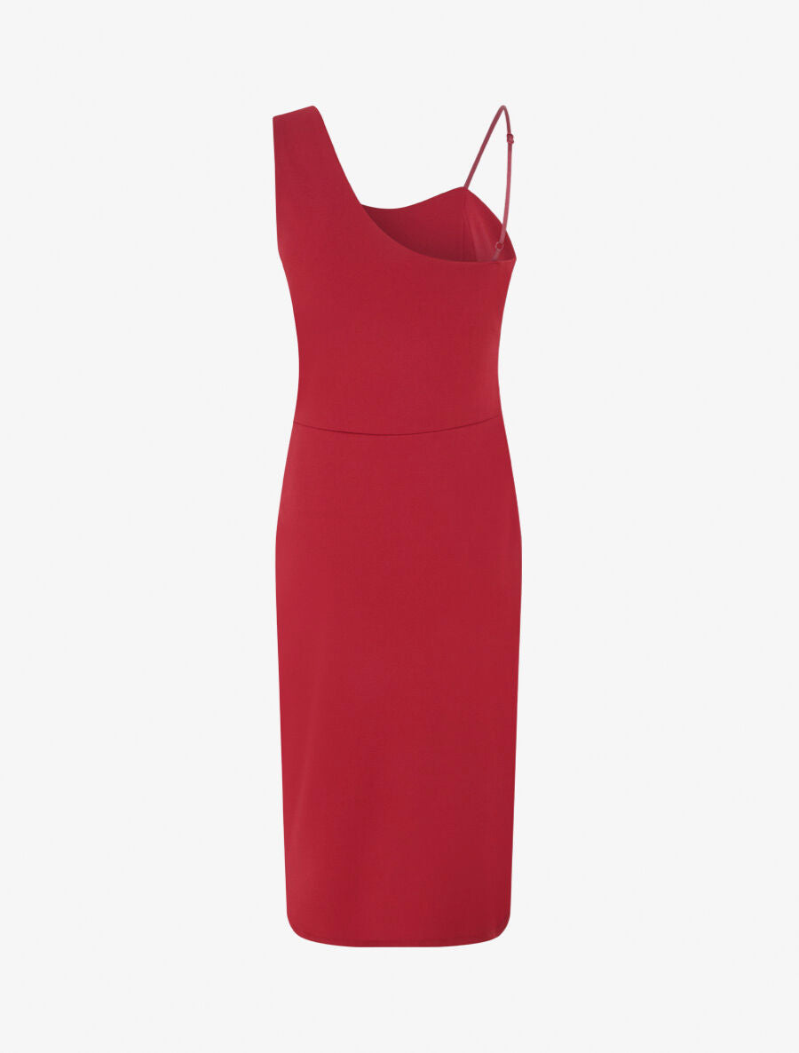 Robe longue à manches asymétrique et détail irisé - Bordeaux - 2