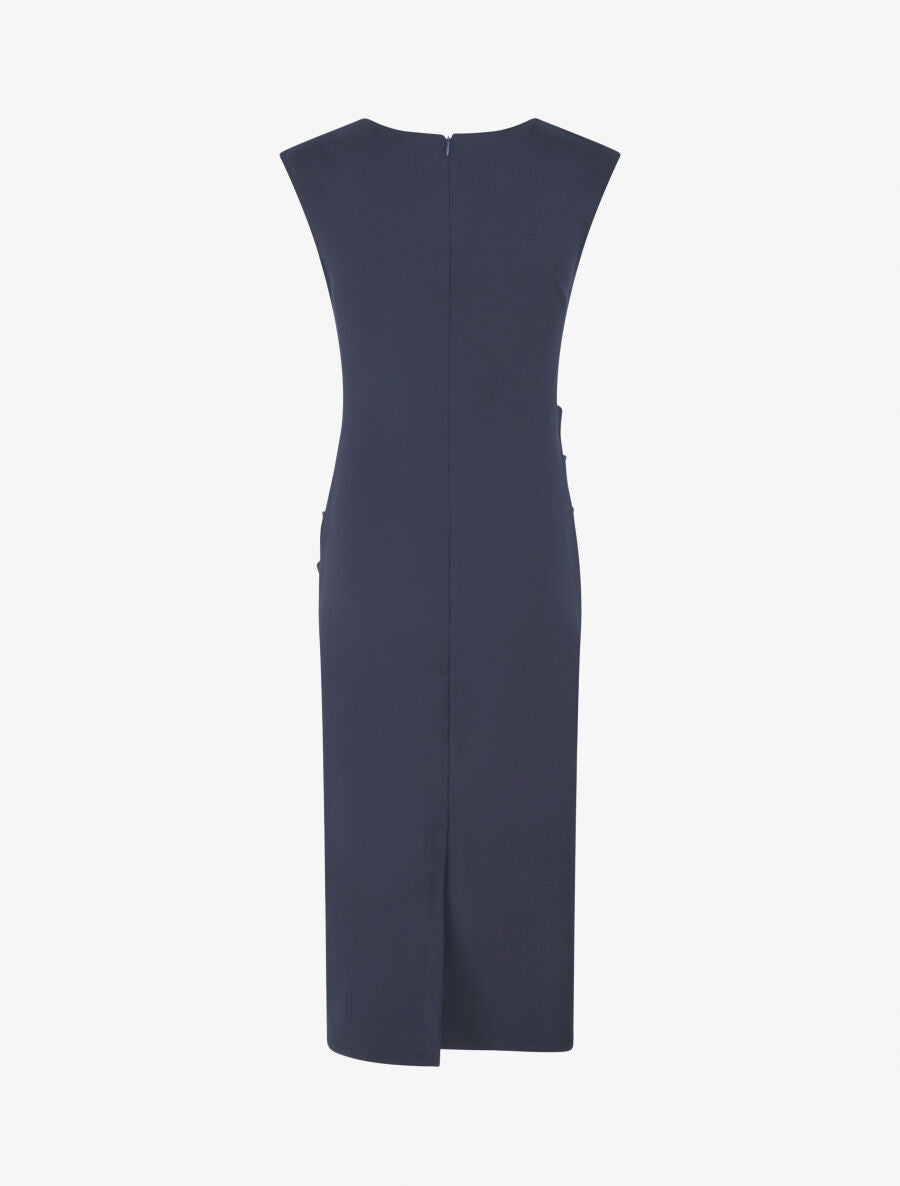 Robe fourreau drapée unie - Marine - 2