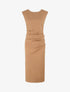 Robe fourreau drapée unie - Camel - 1