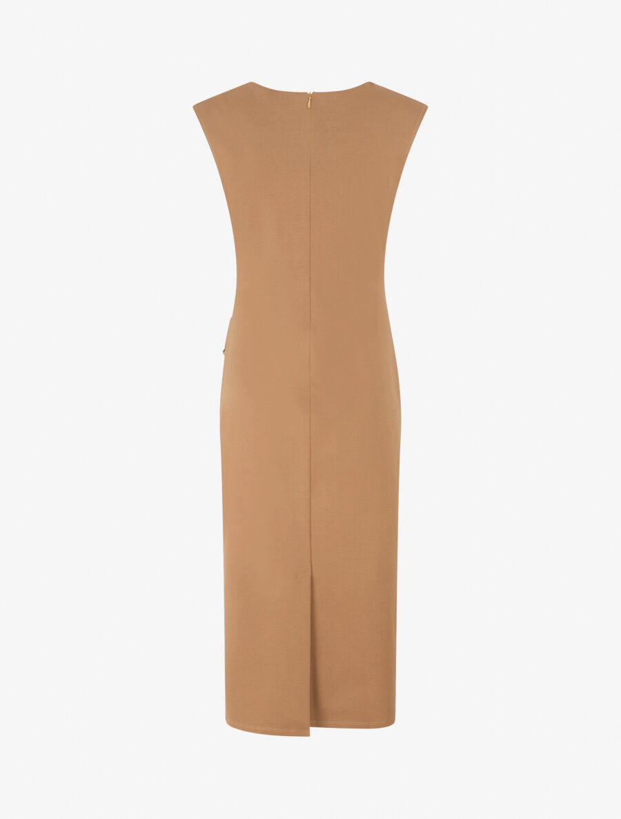Robe fourreau drapée unie - Camel - 2
