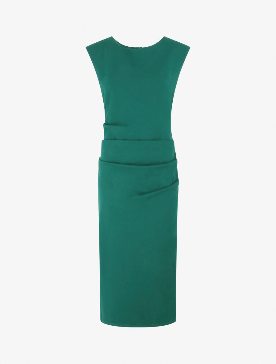 Robe fourreau drapée unie - Vert sapin - 4