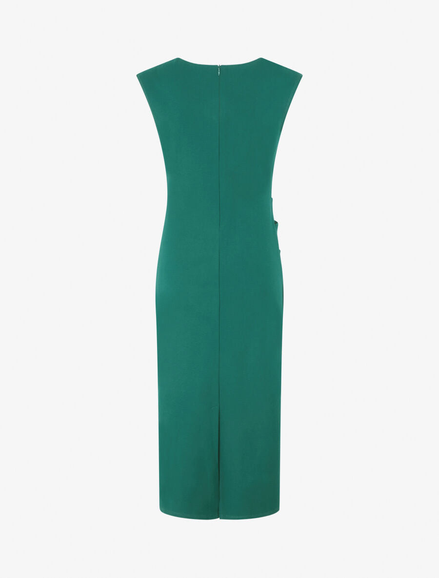 Robe fourreau drapée unie - Vert sapin - 2