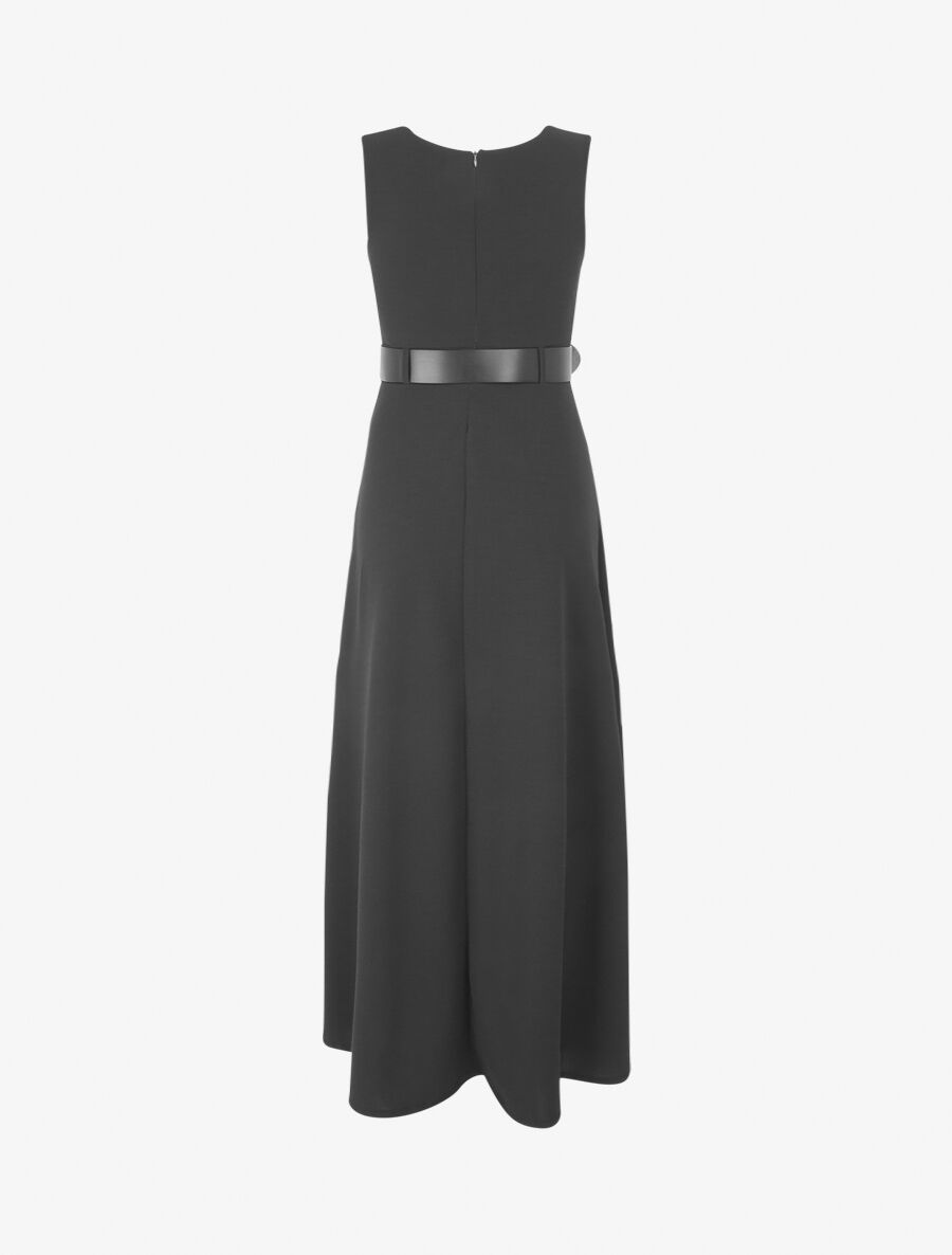 Robe longue unie style portefeuille - Noir - 2