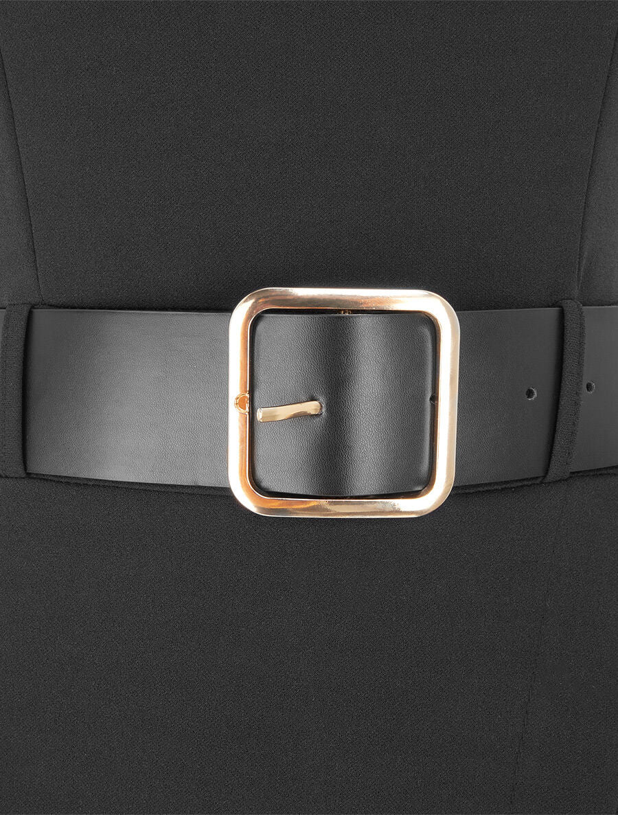 Robe longue unie style portefeuille - Noir - 3