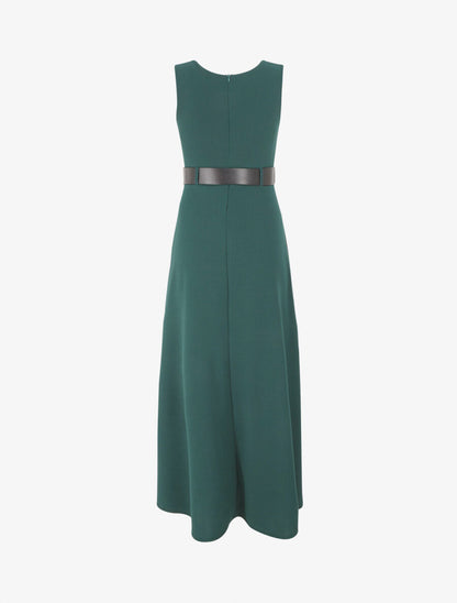 Robe longue unie style portefeuille - Vert sapin - 2
