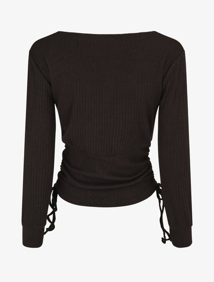 Pull fin côtélé ajustable - Noir - 2