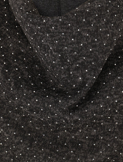 Pull fin strassé à col bénitier - Noir chiné - 3