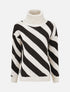 Pull rayé à col roulé - Crème - 4