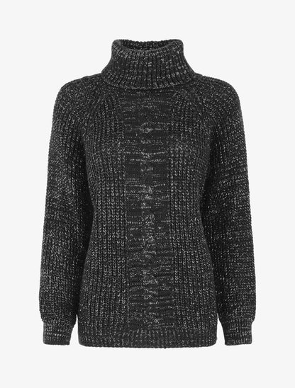 Pull uni en maille irisé - Noir - 1