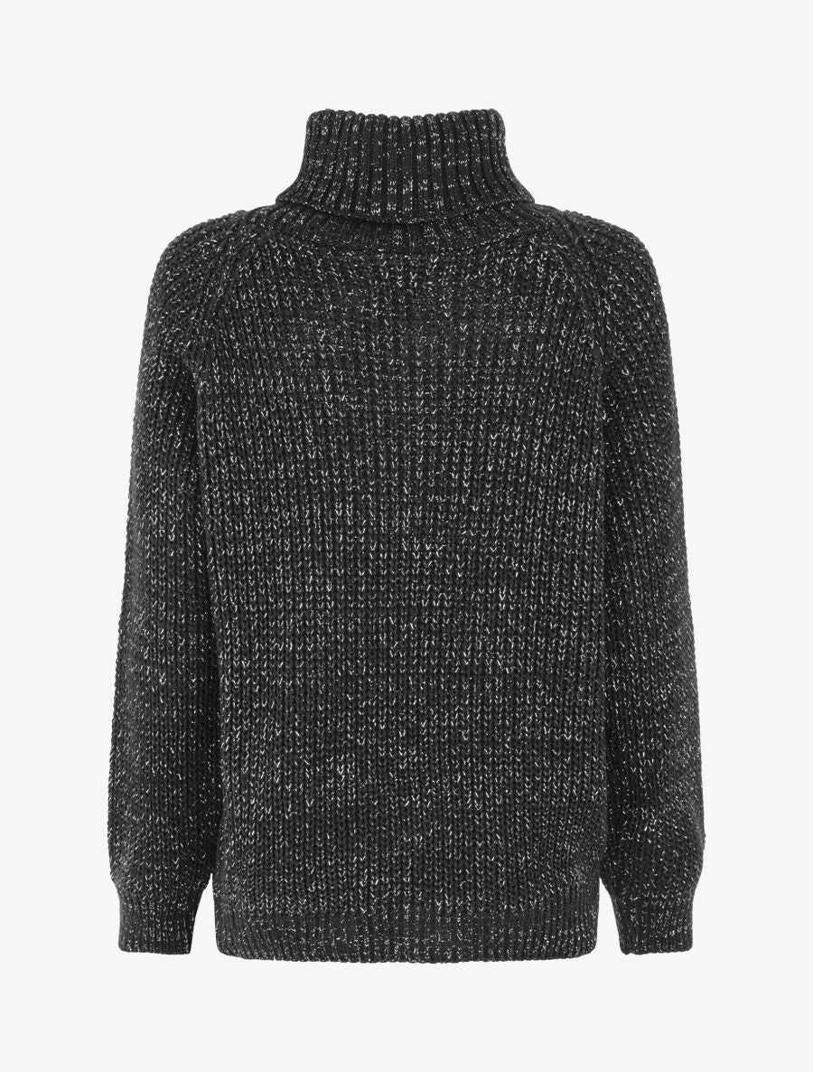 Pull uni en maille irisé - Noir - 2