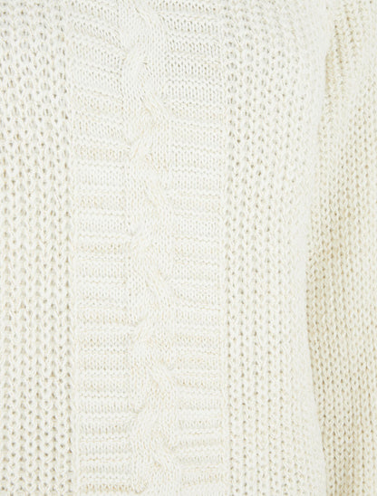 Pull uni en maille irisé - Crème - 3