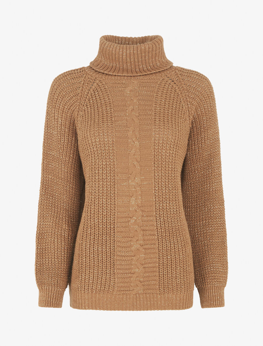 Pull uni en maille irisé - Camel - 1