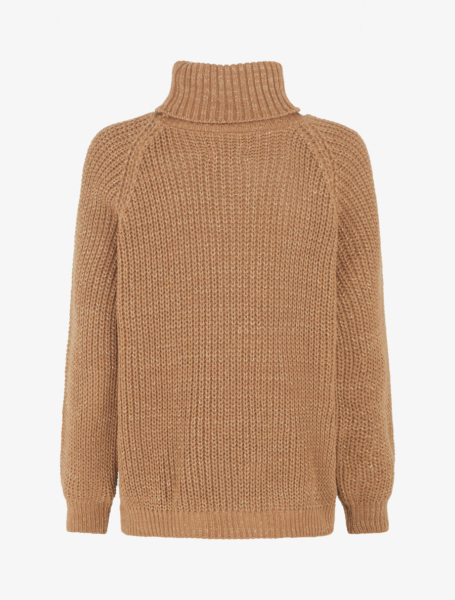 Pull uni en maille irisé - Camel - 2