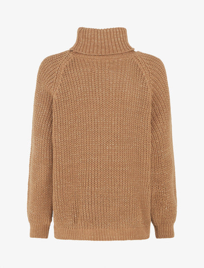 Pull uni en maille irisé - Camel - 2