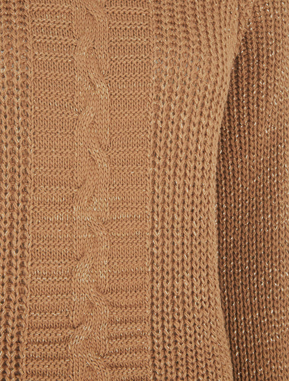 Pull uni en maille irisé - Camel - 3
