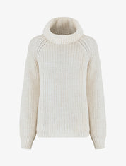 Pull en maille à col roulé loose - Beige - 1