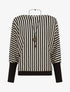 Pull à rayures irisées et col bateau - Noir - 1