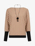 Pull à rayures irisées et col bateau - Camel - 1