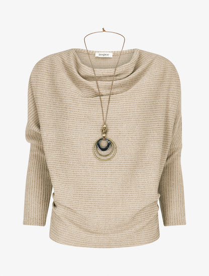 Pull côtelé et irisé - Beige - 4