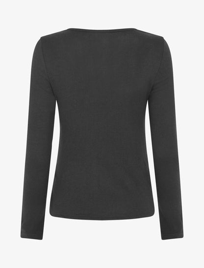 Pull fin effet superposé à empiècement bijou strassé - Noir - 2
